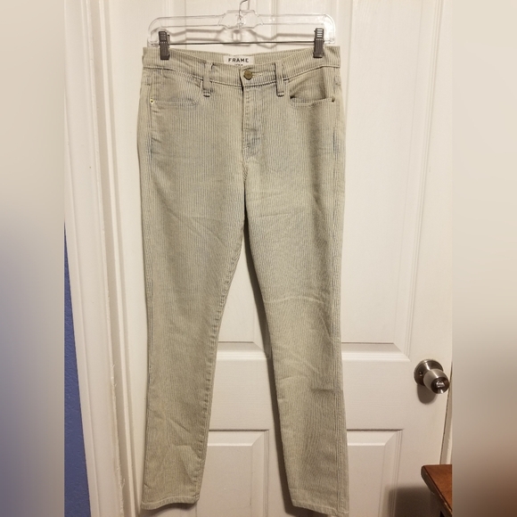 Frame Denim Denim - Frame Denim Jeans Size 27 Colo Gray and White Pinstripe